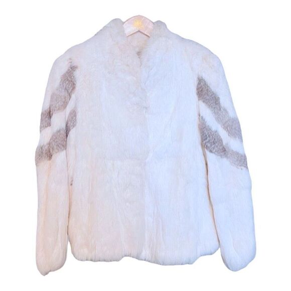 Vintage 1970’s Jacques Saint Laurent Fur Coat Size S-M Fox Fur Striped Sleeve - Picture 1 of 11